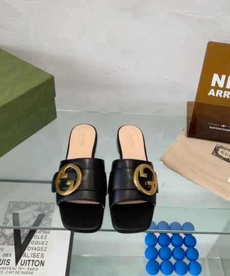 Gucci Blondie Slide Sandal Black For Women GG