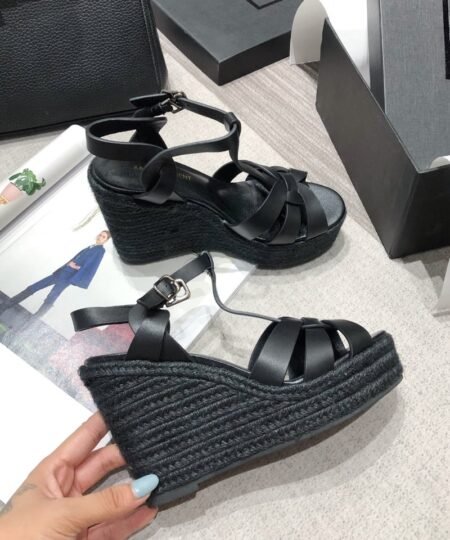 Alternative view of Saint Laurent Women's Tribute Espadrilles Wedge Black For Women YSL 611924BDA001000