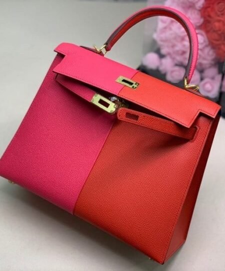 Hermes Kelly 28 Sellier Epsom Bag Red/Pink For Women 11in/28cm