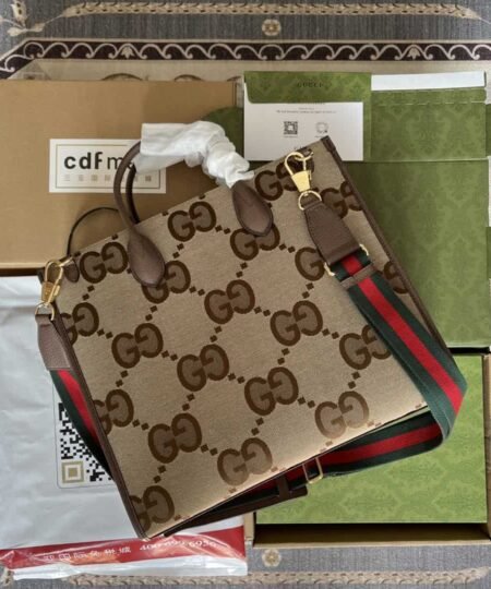 Alternative view of Gucci Tote Bag With Jumbo Camel And Ebony Jumbo GG Canvas For Women 14.6in/37cm ‎678839 UKMDG 2570