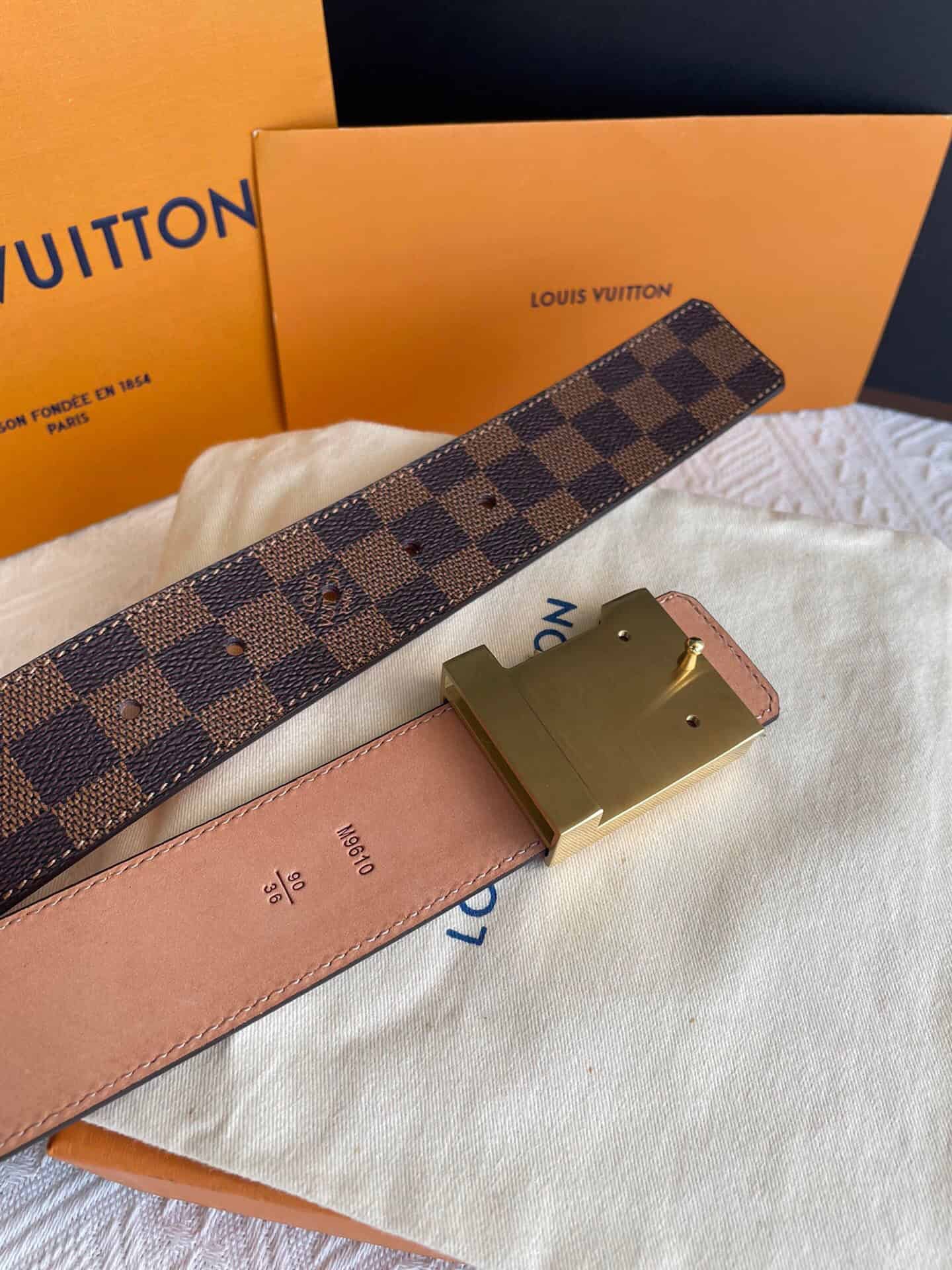 Louis Vuitton Twist Iconic Initiales LV Belt Damier Infini Canvas Brown Gold Finishing LV Women Belt - Image 2
