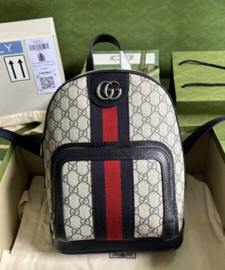 Gucci Ophidia GG Small Backpack Beige And Blue GG Supreme Canvas For Women 11.5in/29cm Beige