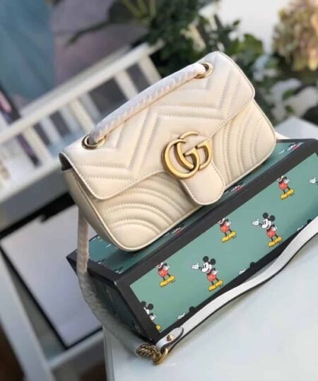 Alternative view of Gucci Marmont Matelasse Mini Bag White For Women 8.5in/22cm GG 446744 DTDIT 9022