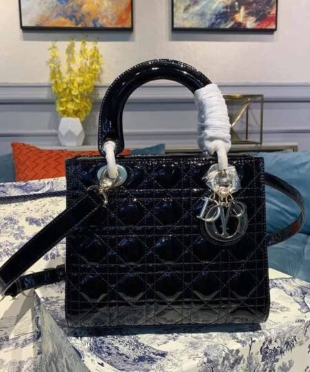 Christian Dior Medium Lady Dior Bag Black Cannage For Women 9.5in/24cm CD M0565ONGE_M900