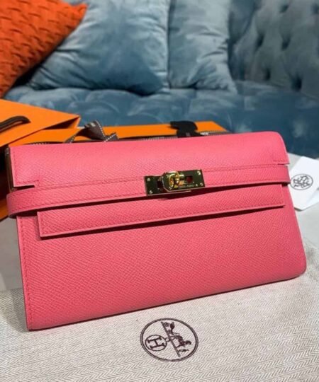 Alternative view of Hermes Kelly Wallet To Go Woc Pink With Gold Toned Hardware Bag For Women 8.2in/21cm