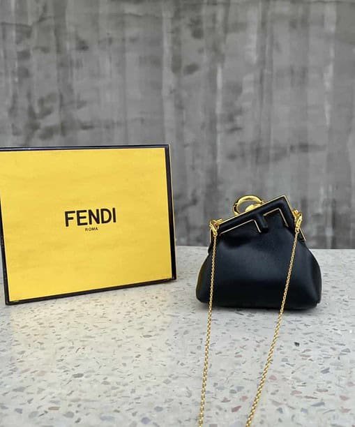 Fendi Nano First Charm Black Bag For Woman 10cm/4in