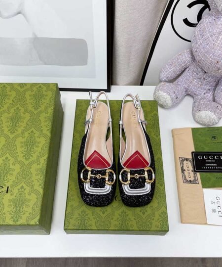 Gucci Lovelight Slingback With Horsebit Black For Women GG