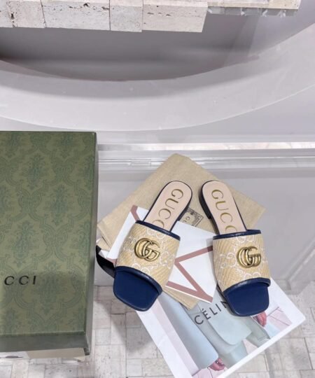 Alternative view of Gucci Women's GG Raffia Effect Slide Purple For Women GG