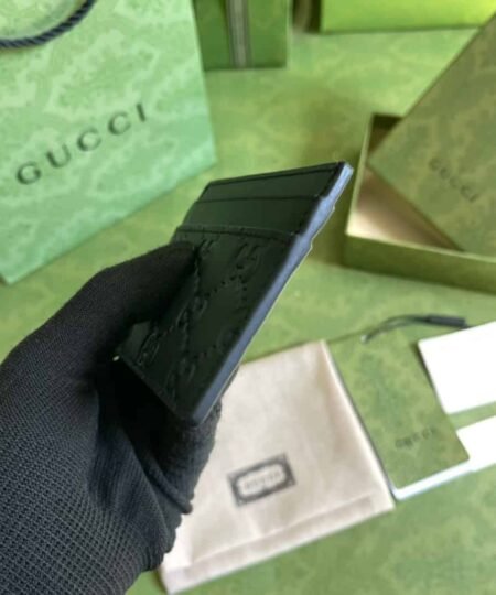 Alternative view of Gucci Signature Card Case GG Embossed in Black For Men 4in/10cm GG 233166 CWC10 1000