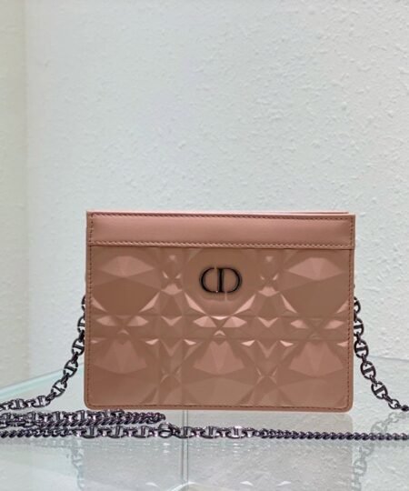 Christian Dior Caro Zipped Pouch With Chain Pink For Women 7.5in/19cm CD
