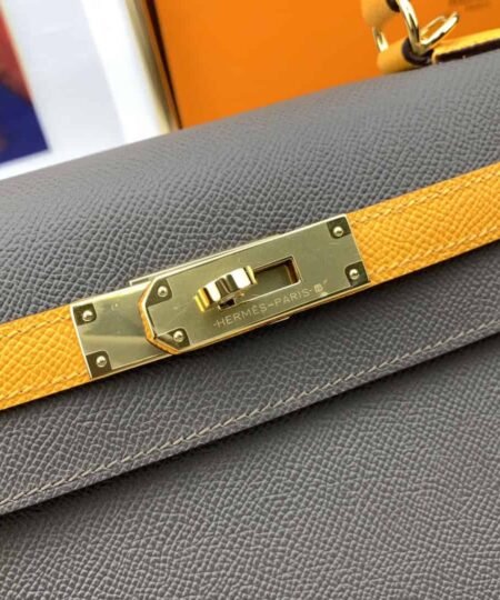 Alternative view of Hermes Kelly 28 Sellier Epsom Dark Grey/Yellow Bag For Women, Women's Handbags, Shoulder Bags 11in/28cm