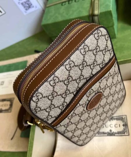 Alternative view of Gucci Sling Backpack With Interlocking G Beige And Ebony GG Supreme Canvas For Men 9.4in/24cm GG 696016 92THG 8563