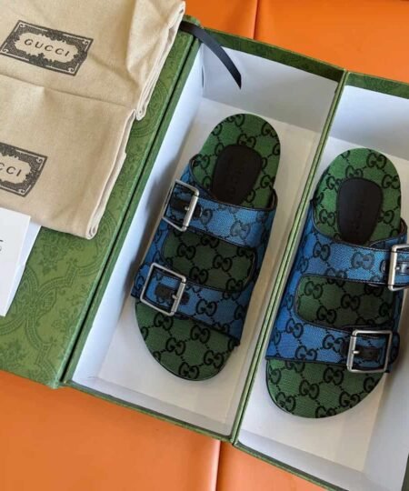 Alternative view of Gucci Women's Slide Sandal With Straps Beige And Blue For Women GG