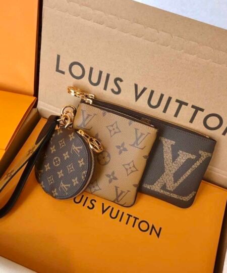 Louis Vuitton Trio Pouch Monogram Giant, Monogram Reverse And Monogram Mini Canvas For Women, Women's Wallet 7.7in/19.5cm LV M68756