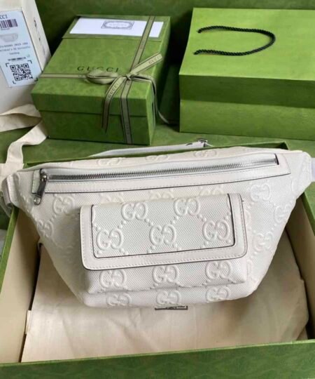 Gucci GG Embossed Belt Bag White GG Embossed For Men 11in/28cm GG