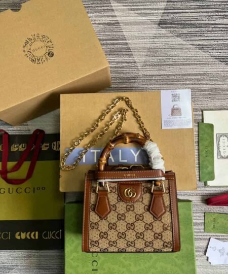 Gucci Diana Mini Tote Bag Beige For Women, Women's Bags 7.9in/20cm GG