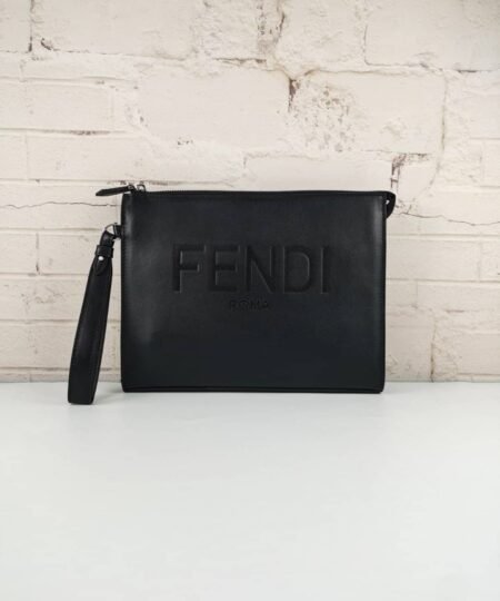 Fendi Flat Pouch In Black For Men 27cm/10.5in FF 7VA491AFBFF0GXN