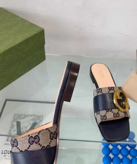 Alternative view of Gucci Blondie Matelasse Canvas Slide Sandal Black For Women GG