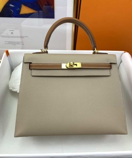 Hermes Kelly 25 Sellier Epsom Greige/Brown Bag For Women, Women's Handbags, Shoulder Bags 10in/25cm