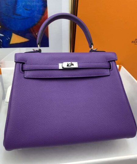 Hermes Kelly 25 Retourne Togo Purple Bag For Women, Women's Handbags, Shoulder Bags 10in/25cm