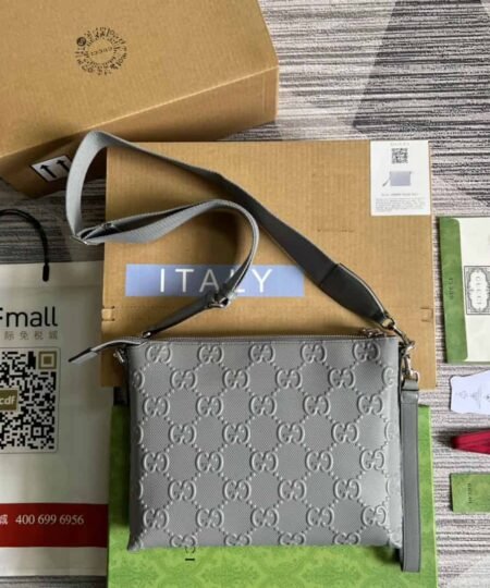 Alternative view of Gucci GG Embossed Medium Messenger Bag Grey GG Embossed For Men 12in/31cm GG