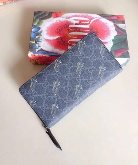 Gucci Ophidia GG Zip Around Wallet Light Blue For Men 8in/19cm GG