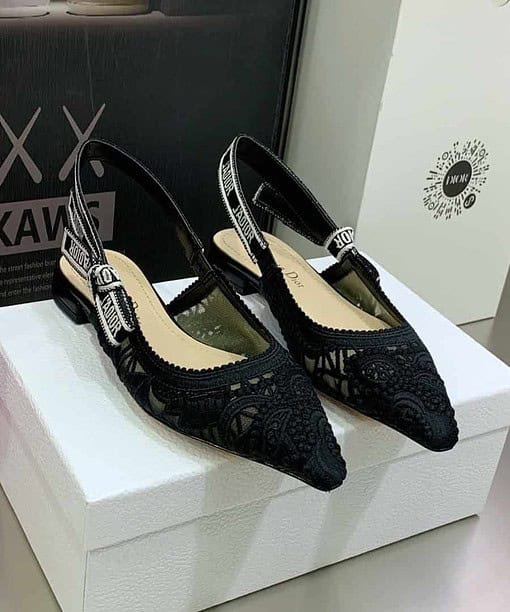 Christian Dior Women's J'Adior Slingback Ballerina Flat Black For Women CD