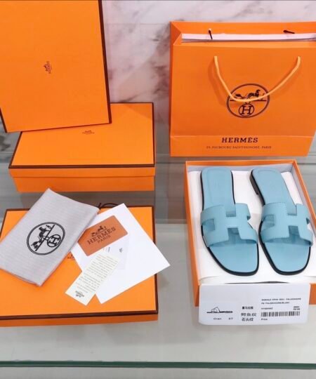 Hermes Oran Sandal Light Blue For Women, Women's Shoes H202230Z