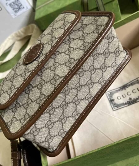 Alternative view of Gucci Messenger Bag With Interlocking G Beige And Ebony GG Supreme Canvas And Brown For Men 8in/21cm GG 674164 92THG