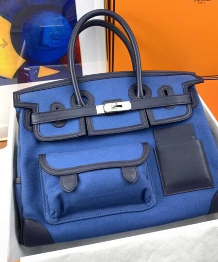 Hermes Birkin Cargo 35 Blue, Silver Toned Hardware Bag For Women, Women's Handbags, Shoulder Bags 13.8in/35cm