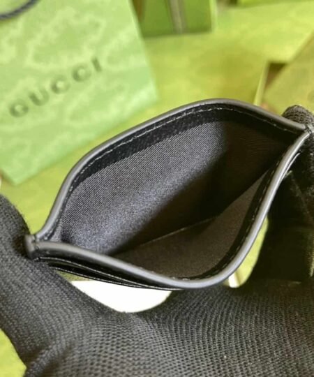 Alternative view of Gucci GG Marmont Card Case Rough Black Gold Toned Hardware For Men 4in/10cm 657588 DJ20T 1000