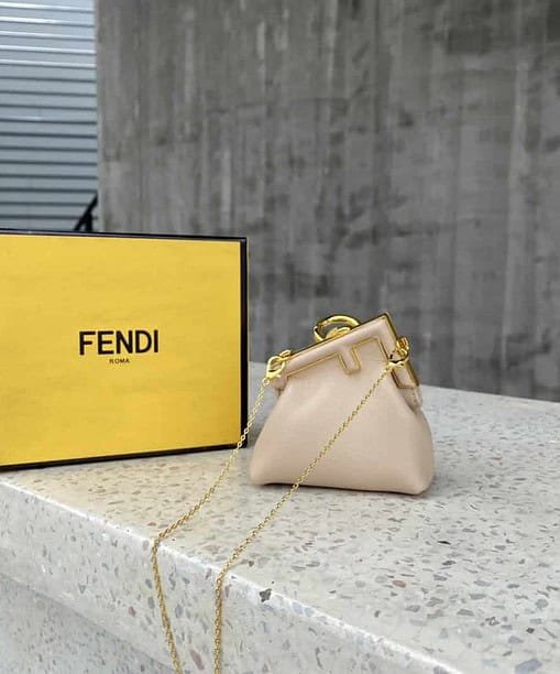 Fendi Nano First Charm Beige Bag For Woman 10cm/4in