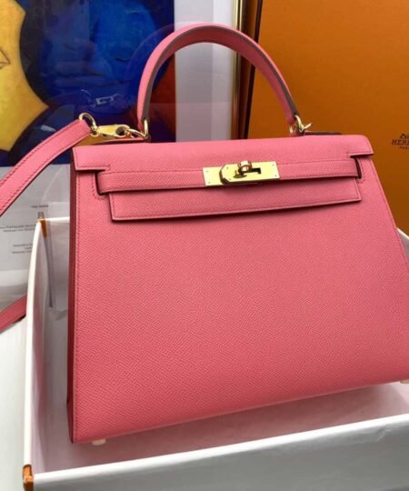 Hermes Kelly 28 Sellier Epsom Pink Bag For Women, Women's Handbags, Shoulder Bags 11in/28cm