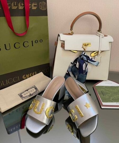 Gucci Women's 'Gucci' Slide Sandal Silver For Women GG