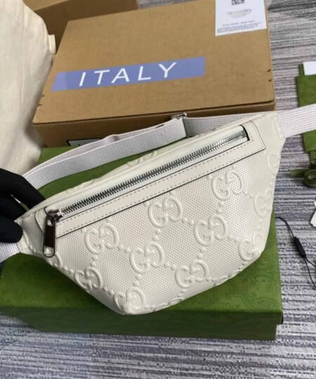Gucci GG Embossed Belt Bag White GG Embossed For Men 9.1in/23cm GG 658582 1W3CN 9022