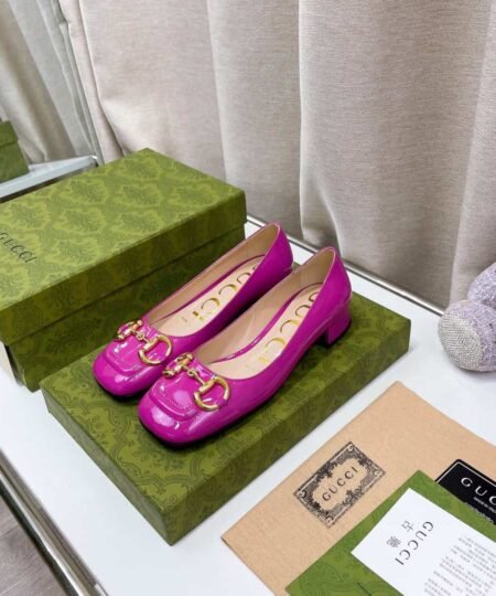 Gucci Women's Ballet Flat With Horsebit Dark Pink For Women GG