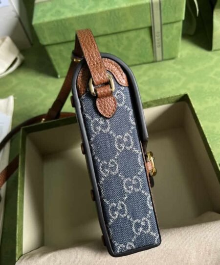 Alternative view of Gucci Horsebit 1955 Mini Bag Blue And Ivory GG Denim Jacquard For Women 6.7in/17cm 625615 2KQGG 8375