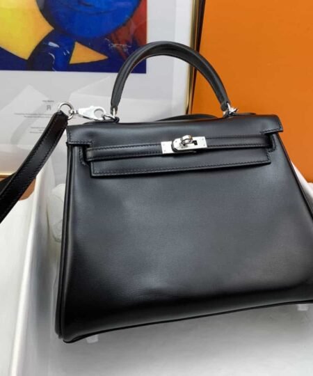 Hermes Kelly 25 Swift Black Bag For Women, Women's Handbags, Shoulder Bags 10in/25cm