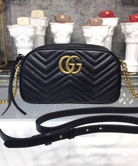 Alternative view of Gucci GG Marmont Small Matelasse Shoulder Bag Black Matelasse Chevron For Women 9.5in/24cm GG 447632 DTD1T 1000