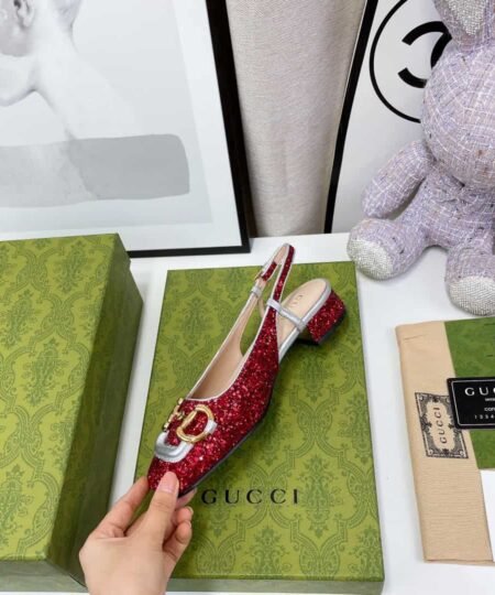 Gucci Lovelight Slingback With Horsebit Red For Women GG
