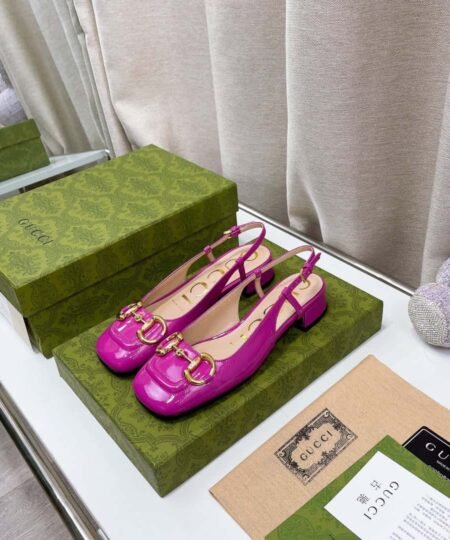 Gucci Women's Slingback With Horsebit Dark Pink For Women GG