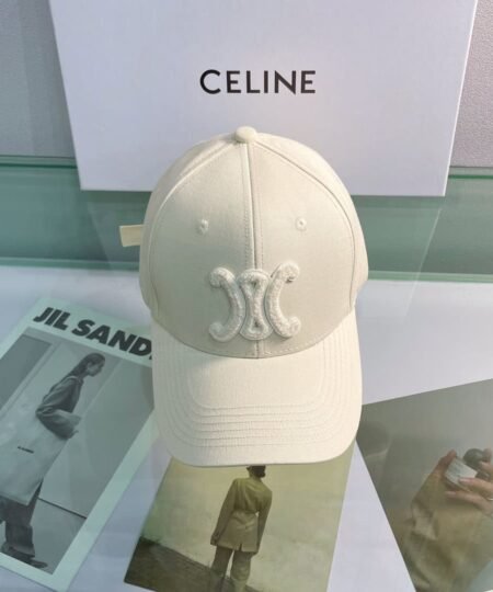 Celine Baseball Cap In Cotton Beige
