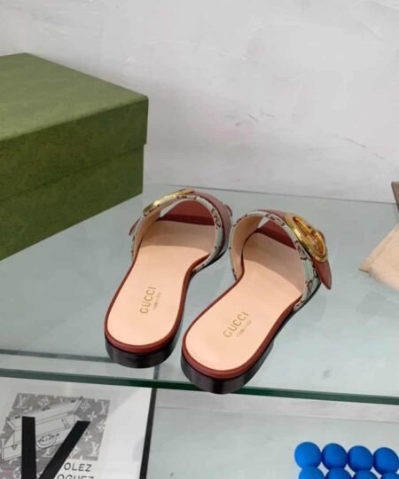 Alternative view of Gucci Blondie Matelasse Canvas Slide Sandal Red For Women GG