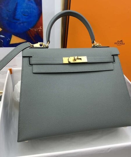 Hermes Kelly 28 Sellier Epsom Grey Bag For Women, Women's Handbags, Shoulder Bags 11in/28cm