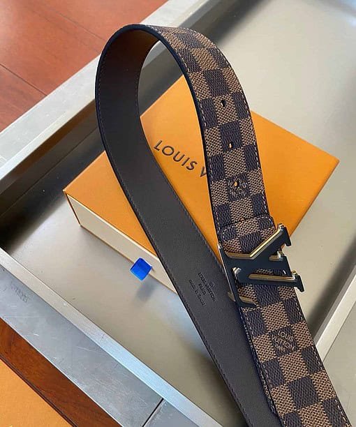 Louis Vuitton Initiales Reversible LV Belt Damier Ebene Canvas with Black Toned Hardware LV Women Belt