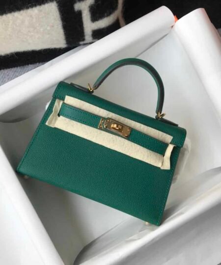 Hermes Kelly 19 Green With Gold Toned Hardware Bag For Women, Women's Handbags, Shoulder Bags 7.5in/19cm