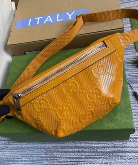 Gucci GG Embossed Belt Bag Yellow GG Embossed For Men 9.1in/23cm GG