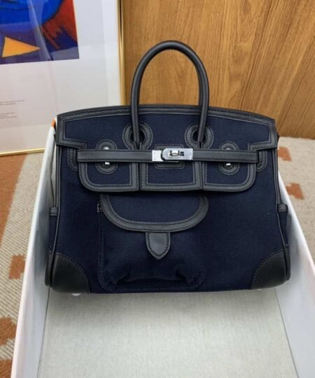 Hermes Birkin Cargo 25 Black, SIlver Toned Hardware Bag For Women, Women's Handbags, Shoulder Bags 9.8in/25cm