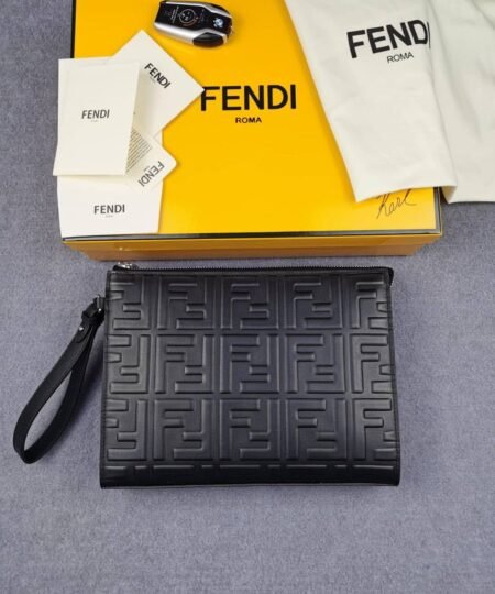 Fendi Flat Pouch Black Nappa Pouch For Men 27cm/10.5in FF 7VA491A72VF0GXN