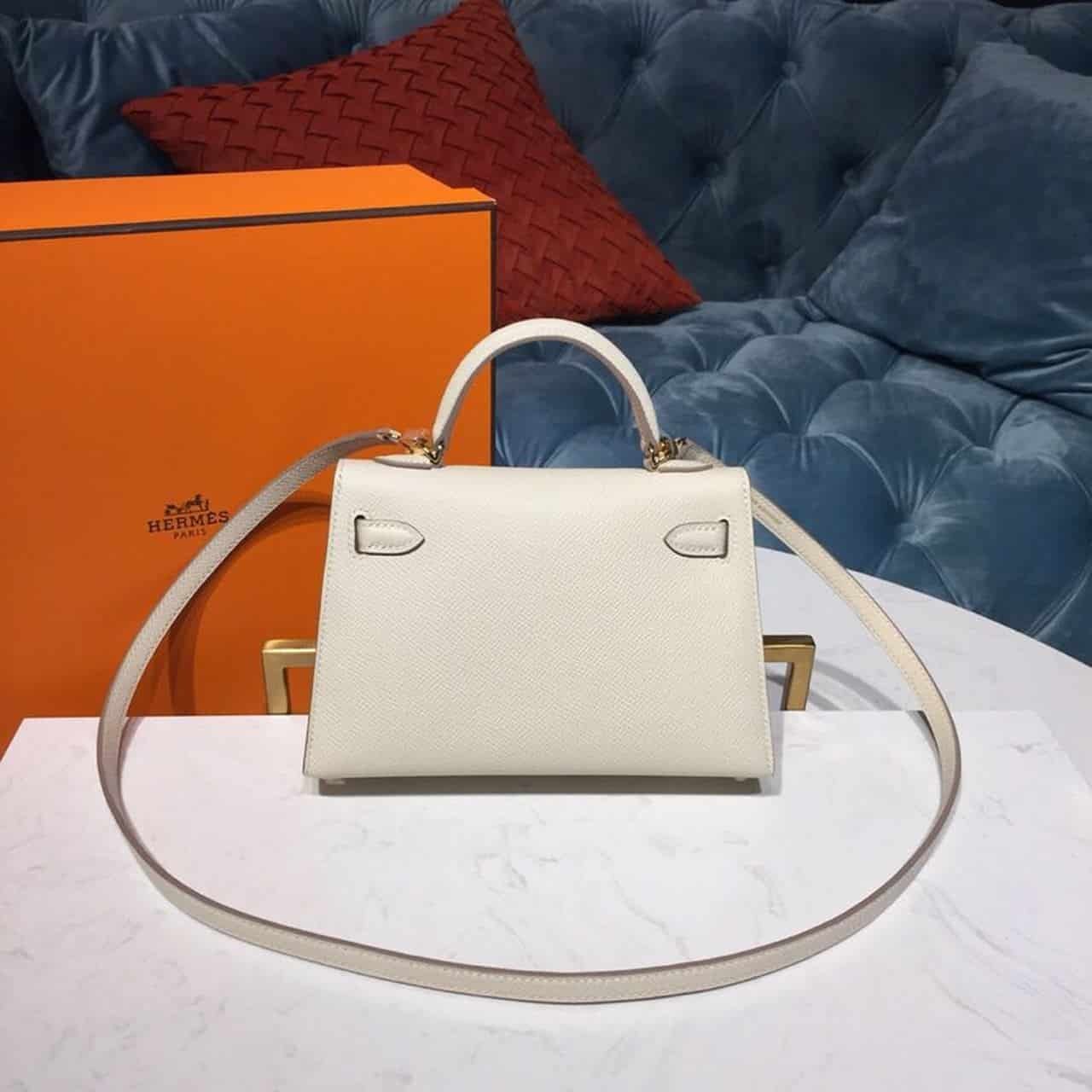 Hermes Mini Kelly Craie For Women Gold-Toned Hardware 7.5in/19cm - Image 4